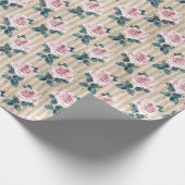 Gelbe Streifen und rosa Tee Rose Jeden Anlaß Geschenkpapier (Ecke)