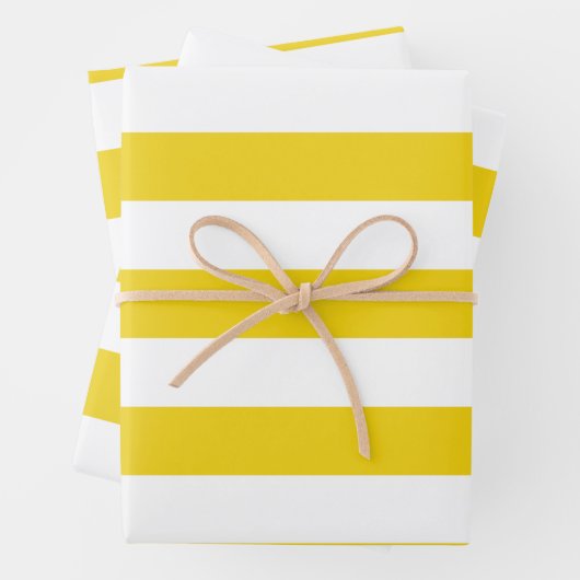 Gelbe Streifen, weiße Streifen, gestreiftes Muster Geschenkpapier Set (Beispiel)