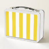 Gelbe Streifen, weiße Streifen, gestreiftes Muster Metall Brotdose (Rückseite)