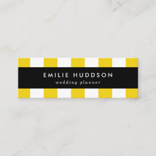 Gelbe Streifen, weiße Streifen, gestreiftes Muster Mini Visitenkarte