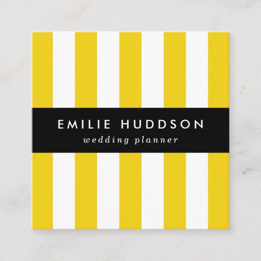 Gelbe Streifen, weiße Streifen, gestreiftes Muster Quadratische Visitenkarte (Vorderseite)