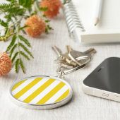 Gelbe Streifen, weiße Streifen, gestreiftes Muster Schlüsselanhänger (Seite)