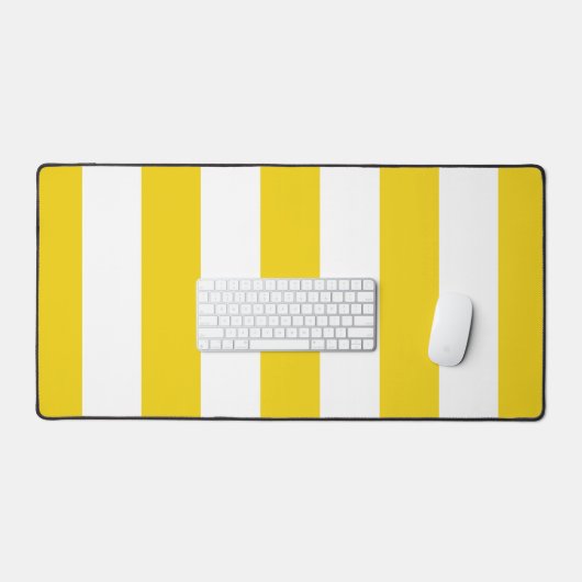 Gelbe Streifen, weiße Streifen, gestreiftes Muster Schreibtischunterlage (Tastatur & Maus)