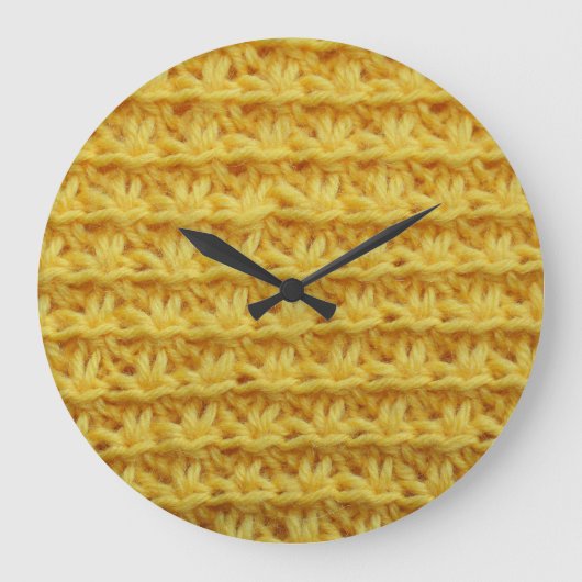Gelbe Strickstoffe: gestreifte Textur. Große Wanduhr (Vorderseite)