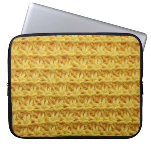 Gelbe Strickstoffe: gestreifte Textur. Laptopschutzhülle (Vorderseite)