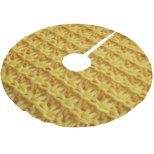 Gelbe Strickstoffe: gestreifte Textur. Polyester Weihnachtsbaumdecke (Schrägansicht)