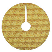 Gelbe Strickstoffe: gestreifte Textur. Polyester Weihnachtsbaumdecke (Vorderseite)