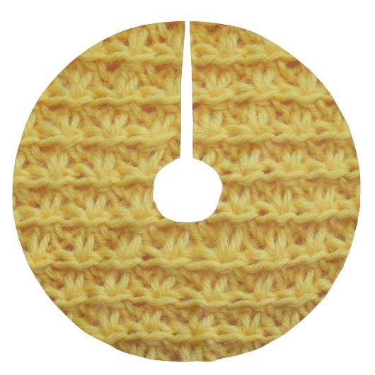 Gelbe Strickstoffe: gestreifte Textur. Polyester Weihnachtsbaumdecke (Vorderseite)