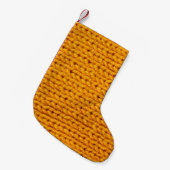 Gelbe Strickwoll-Textur mit Hintergrundmuster Kleiner Weihnachtsstrumpf (Vorderansicht (hängend))