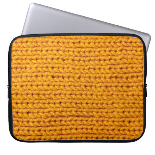 Gelbe Strickwoll-Textur mit Hintergrundmuster Laptopschutzhülle