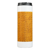 Gelbe Strickwoll-Textur mit Hintergrundmuster Thermosbecher (Rückseite)