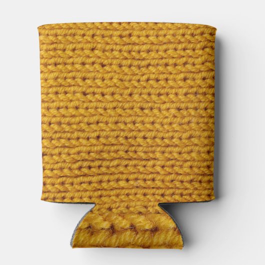 Gelbe Strickwolle, hochauflösende Textur. Dosenkühler (Rückseite)