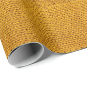Gelbe Strickwolle, hochauflösende Textur. Geschenkpapier (Rolleneckpunkt)