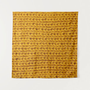 Gelbe Strickwolle, hochauflösende Textur. Wandteppich