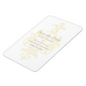 Gelbe, subtile Damask Save the Date Flexi Magnet (Linke Seite)