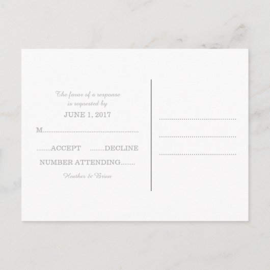 Gelbe subtile Damaske Hochzeitskarte UAWG Postkart Einladungspostkarte (Rückseite)