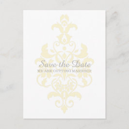 Gelbe subtile Damaske Save the Date Postkarte