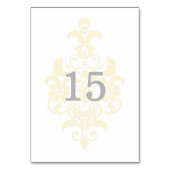 Gelbe, subtile Damaskus-Tafel Tischnummer (Rückseite)