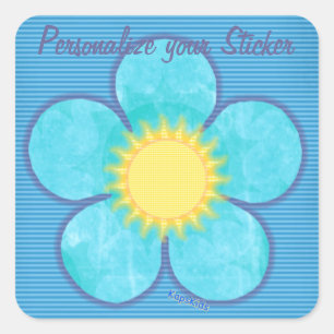 Gelbe Sunshine Center-Blume Quadratischer Aufkleber