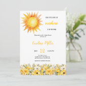 GELBE SUNSHINE MIRL BABYSHOWER EINLADUNG (Stehend Vorderseite)