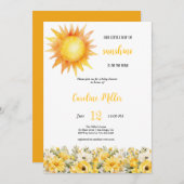 GELBE SUNSHINE MIRL BABYSHOWER EINLADUNG (Vorne/Hinten)