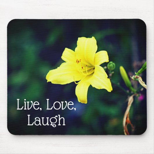 Gelbe Taglilie Elegante Blume Inspiration Zitat Mousepad (Vorne)