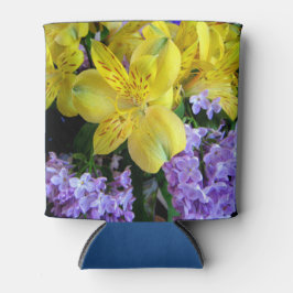 Gelbe Taglilien und Lila Lilac-Blume Dosenkühler