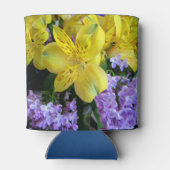 Gelbe Taglilien und Lila Lilac-Blume Dosenkühler (Rückseite)