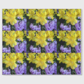 Gelbe Taglilien und Lila Lilac-Blume Geschenkpapier (Flach)