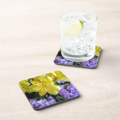 Gelbe Taglilien und Lila Lilac-Blume Getränkeuntersetzer (Rechte Seite)