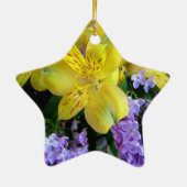 Gelbe Taglilien und Lila Lilac-Blume Keramikornament (Hinten)