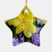 Gelbe Taglilien und Lila Lilac-Blume Keramikornament (Hinten)