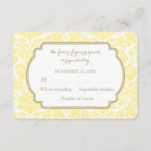 Gelbe TAN-Damast UAWG Hochzeits-Karte RSVP Karte