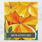 Gelbe Tapetenblume Aquarell Blumenweinetikett Weinetikett (Einzelnes Label)