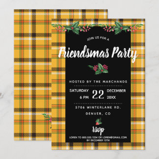 Gelbe Tartan-Karoparty-Einladung für Friendsmas Einladung
