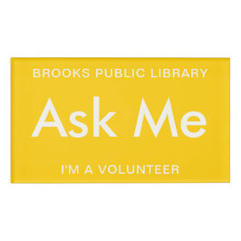 Gelbe Tasten Frag Me für Freiwillige Magnetic Namenschild