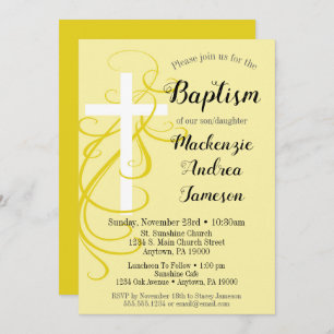 Gelbe Taufe Einladung