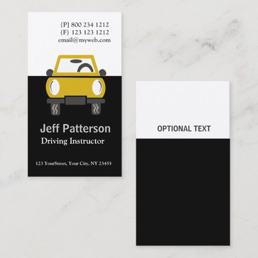 Gelbe Taxi-Automobil-Illustration Visitenkarte (Vorne/Hinten)