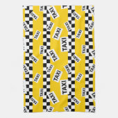 Gelbe Taxifahrer mit schwarzem und weißem Karo Geschirrtuch (Vertikal)