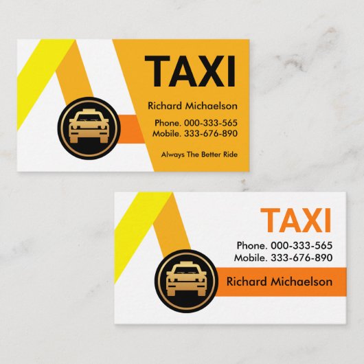 Gelbe Taxifahrt Visitenkarte (Vorne/Hinten)