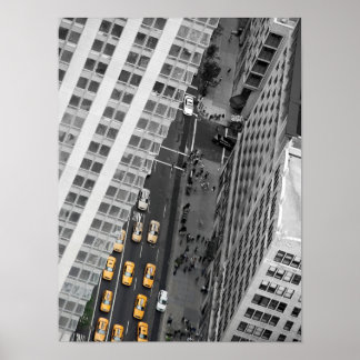 Gelbe Taxis in der City Street Poster