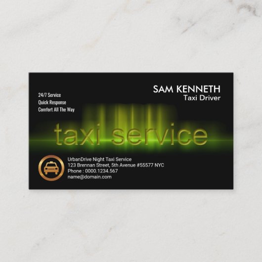 Gelbe Taxis-Schallwelle Visitenkarte (Vorderseite)