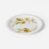 Gelbe Teller mit Blumenmuster Die Blume Grün und G (Schrägansicht)