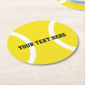 Gelbe Tennisball-Untersetzer mit Sondertext Runder Pappuntersetzer (Angewinkelt)