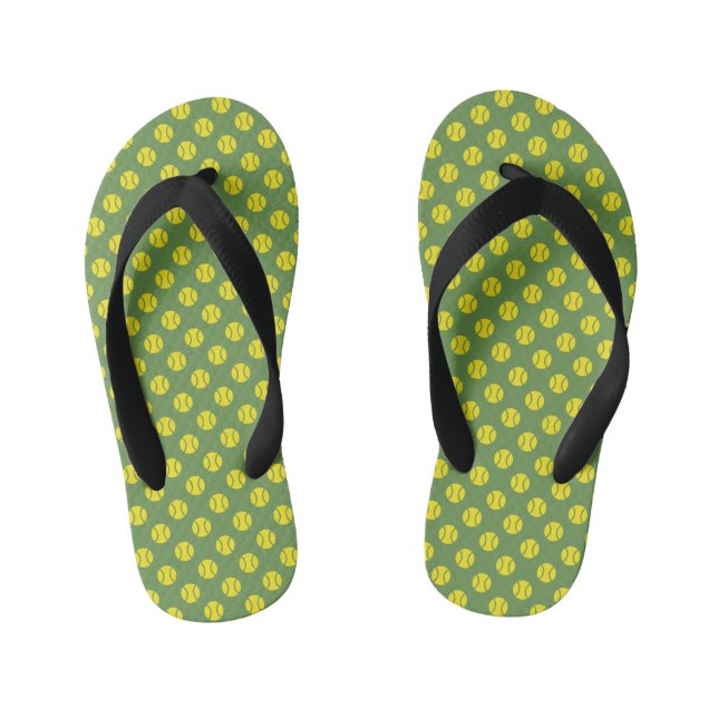 Gelbe Tenniskugel Flip Flops für Kinder Kinderbadesandalen (Fußbett)