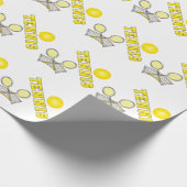 Gelbe Tennisschläger Geschenkpapier (Ecke)