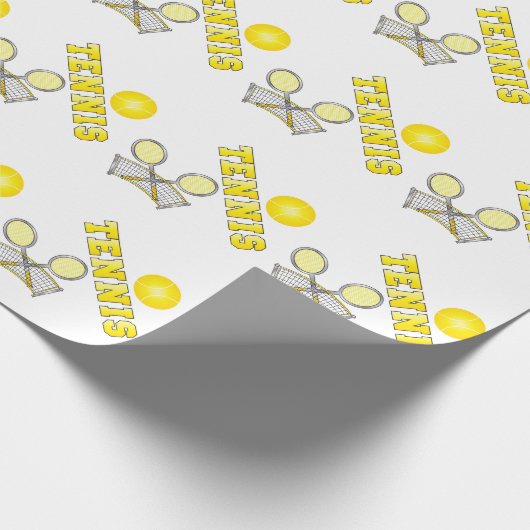 Gelbe Tennisschläger Geschenkpapier (Ecke)