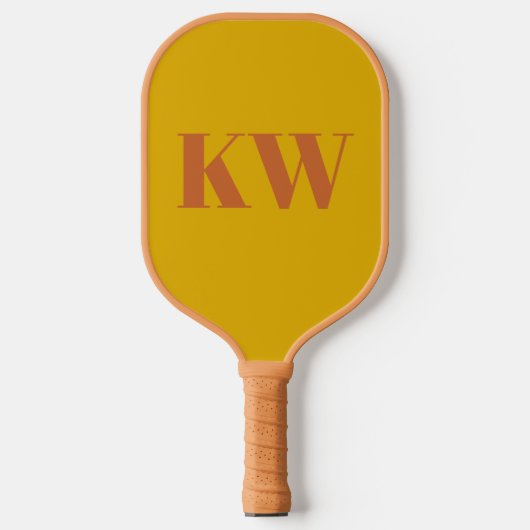 Gelbe Terracotta Monogramm-Initialen Personalisier Pickleball Schläger (Vorderseite)