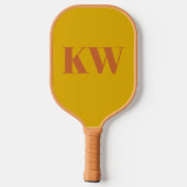 Gelbe Terracotta Monogramm-Initialen Personalisier Pickleball Schläger (Rückseite)