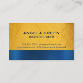 Gelbe Textur | Monogram, Blue Metallic Texture Visitenkarte (Rückseite)